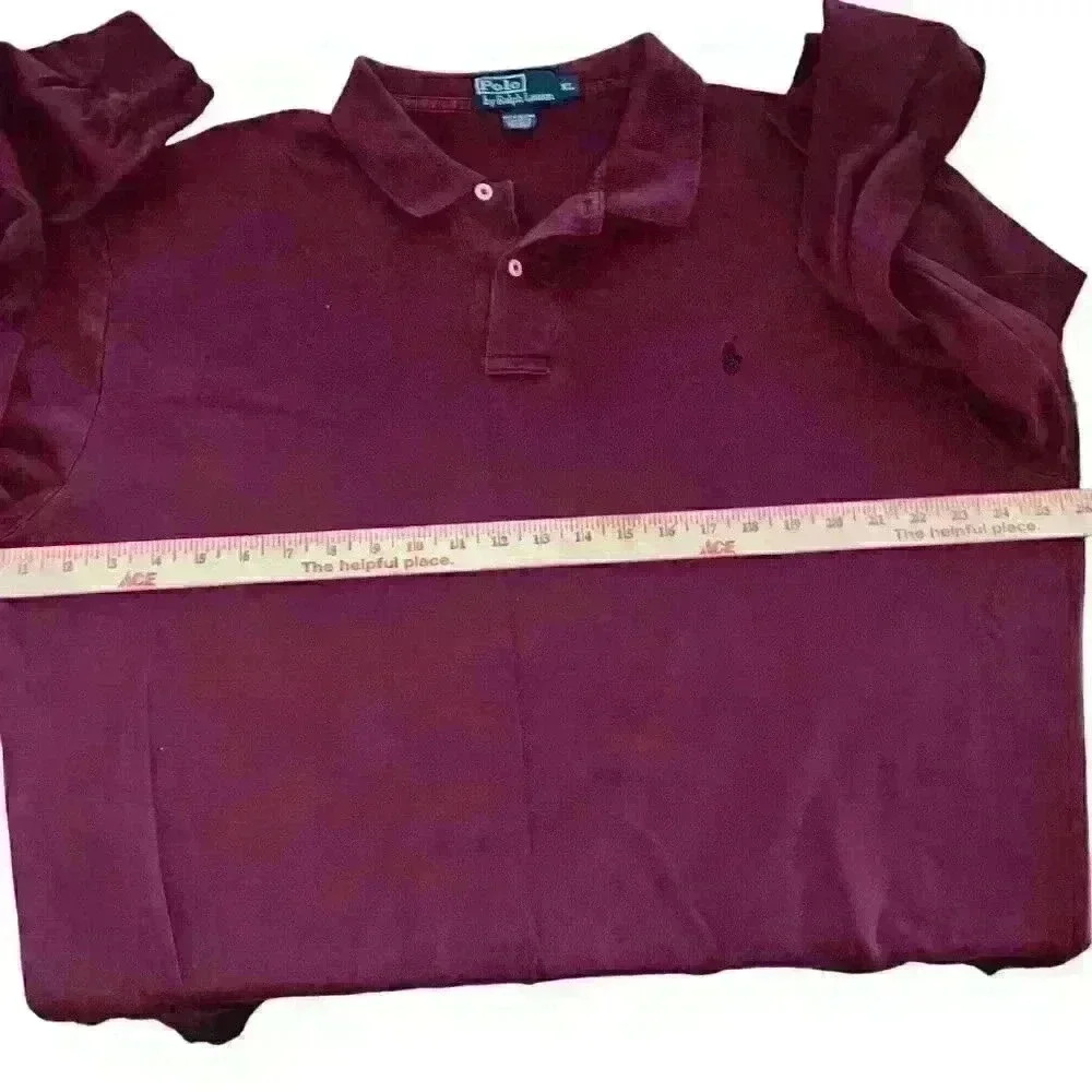 VTG Polo‎ Ralph Lauren Sz XL Maroon Collared Pull Over Shirt Preppy  Casual